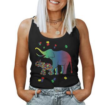 Autism Mom Gift Autism Awareness Elephant Women Tank Top Basic Casual Daily Weekend Graphic - Seseable