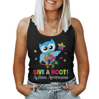 Autism Owl Give A Hoot Autism Awareness Day A Lovely Women Tank Top Basic Casual Daily Weekend Graphic - Seseable