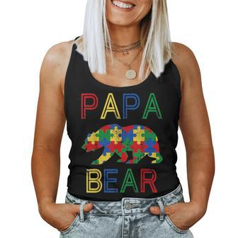 Autism Papa Funny Bear Awareness Family Mothers Day Gifts Women Tank Top Basic Casual Daily Weekend Graphic - Seseable
