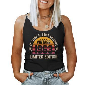 Awesome 60 Years Old 60Th Birthday Sunset Vintage 1963 Women Tank Top Basic Casual Daily Weekend Graphic - Seseable
