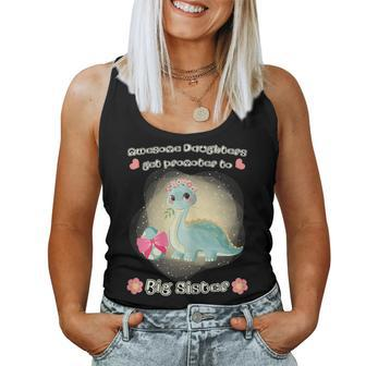 Awesome Daughters Get Promoted To Big Sister Cute Dino Women Tank Top | Mazezy