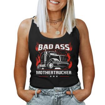 Bad Ass Mother Trucker Truck Driving Gift For Fathers Day Women Tank Top Basic Casual Daily Weekend Graphic - Thegiftio UK