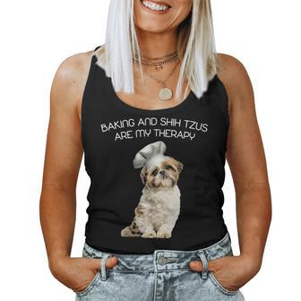 Baking And Shih Tzu Are My Therapy Gifts Mothers Day Women Tank Top Basic Casual Daily Weekend Graphic - Seseable