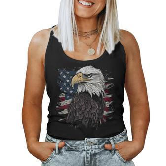 Bald Eagle Usa American Flag Patriotic Graphic Men Women Women Tank Top | Mazezy
