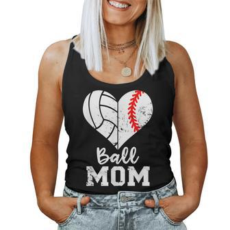Ball Mom Heart Baseball Volleyball Mom Women Tank Top | Mazezy