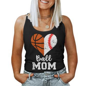 Ball Mom Heart Funny Baseball Basketball Mom Women Tank Top Basic Casual Daily Weekend Graphic - Thegiftio UK