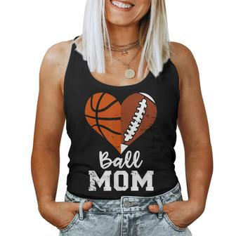 Ball Mom Heart Funny Football Basketball Mom Women Tank Top Basic Casual Daily Weekend Graphic - Thegiftio UK
