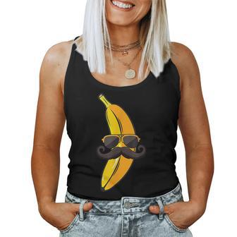 Banana Mustache Sunglasses Face Fruit Cool Banana Women Tank Top | Mazezy