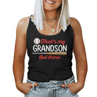 Baseball Grandma Grandpa Thats My Grandson Out There Women Tank Top | Mazezy