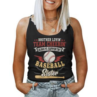 Baseball Sister Brother Loving Team Cheering Women Tank Top | Mazezy