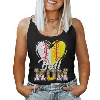 Baseball Softball Vintage Ball Mom Leopard Women Gift Women Tank Top Basic Casual Daily Weekend Graphic - Seseable