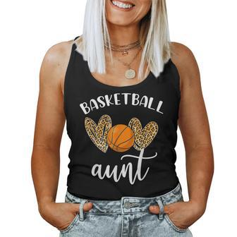 Basketball Aunt Leopard Heart Aunt Funny Mothers Day Women Tank Top Basic Casual Daily Weekend Graphic - Thegiftio UK