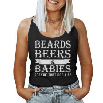 Beards Beers & Babies Rockin That Dad Life Fathers Day Women Tank Top Basic Casual Daily Weekend Graphic - Thegiftio UK