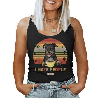 Beauceron Dog Fathers Day I Hate People With Cup Of Coffee Women Tank Top Basic Casual Daily Weekend Graphic - Thegiftio UK