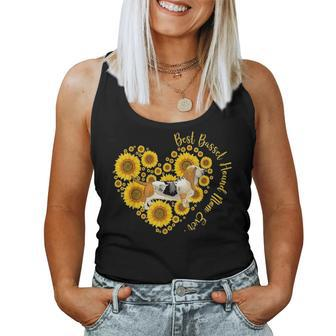 Best Basset Hound Mom Sunflower Heart Funny Mothers Day Women Tank Top Basic Casual Daily Weekend Graphic - Seseable