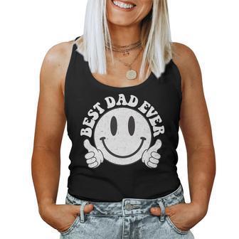 Best Dad Ever Hippie Smile Face Fathers Day Sons Daughter Women Tank Top Basic Casual Daily Weekend Graphic - Thegiftio UK