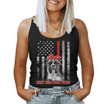 Best Dog Mom Ever Boxer Dog Mom Usa Flag Patriotic Women Tank Top Basic Casual Daily Weekend Graphic - Seseable