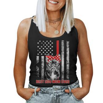 Best Dog Mom Ever French Bulldog Dog Mom Usa Flag Patriotic Women Tank Top Basic Casual Daily Weekend Graphic - Seseable