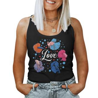 Betta Love Fish Lover Pet Mom Siamese Fighting Fish Aquarium V2 Women Tank Top Basic Casual Daily Weekend Graphic - Seseable