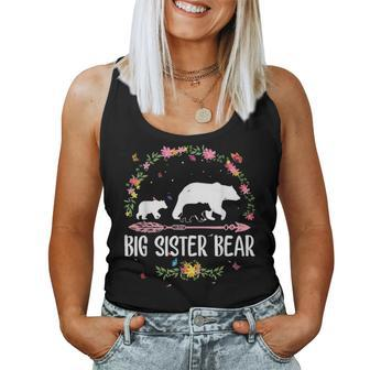 Big Sister Bear Flower Matching Family Bear Mothers Day Gift Women Tank Top Basic Casual Daily Weekend Graphic - Seseable