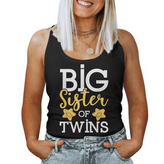 Big Sister Of Twins Siblings Pregnant Baby Shower Women Tank Top | Mazezy