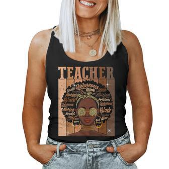 Black Woman Teacher Afro Retro Matching Black History Month V5 Women Tank Top Basic Casual Daily Weekend Graphic - Seseable