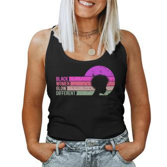 Black Women Glow Different Afro American Melanin Retro Women Tank Top Basic Casual Daily Weekend Graphic - Seseable