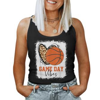 Bleached Game Day Vibes Basketball Fan Mom Grandma Auntie Women Tank Top Basic Casual Daily Weekend Graphic - Thegiftio UK