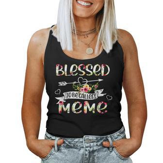 Blessed To Be Called Meme Floral Grandma Women Tank Top | Mazezy