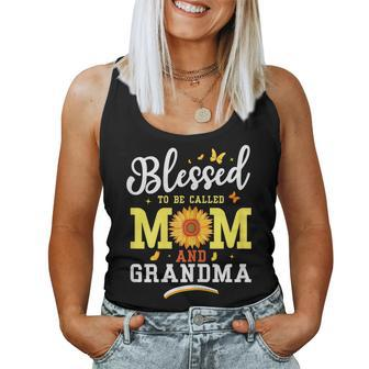Womens Blessed To Be Called Mom Grandma Flower Women Tank Top | Mazezy