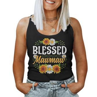 Blessed Mawmaw Mothers Day Cute Gift Floral Women Tank Top Basic Casual Daily Weekend Graphic - Seseable