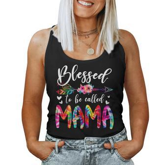 Blessed To Be Called Mom & Mama Floral Tie Dye Mothers Day Women Tank Top Basic Casual Daily Weekend Graphic - Thegiftio UK