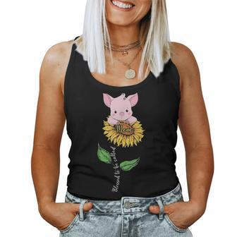 Blessed To Be Called Mom Pig Sunflower Women Tank Top Basic Casual Daily Weekend Graphic - Seseable