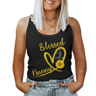 Blessed To Be Called Nanny Heart Sunflower Mothers Day Women Tank Top Basic Casual Daily Weekend Graphic - Thegiftio UK