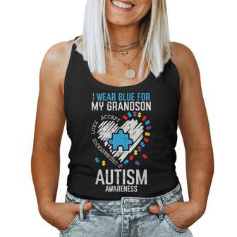 Blue For Grandson Autism Awareness Family Grandma Grandpa Women Tank Top | Mazezy