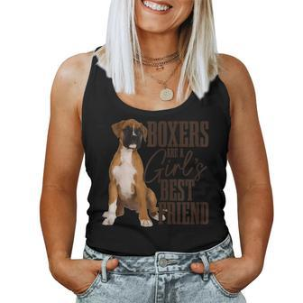 Womens Boxers Are A Girls Best Friend Dog Boxer Mom Women Tank Top | Mazezy