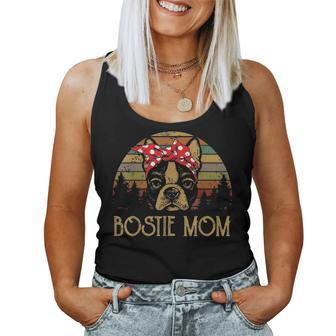 Brown Bostie Mom Boston Terrier Mama Gifts For Women Vintage Women Tank Top Basic Casual Daily Weekend Graphic - Seseable