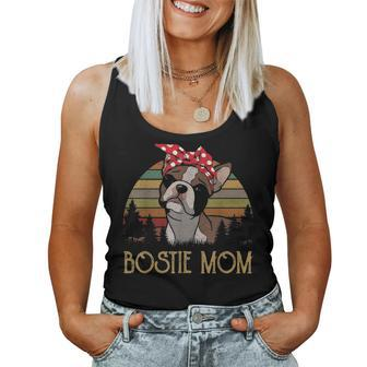 Brown Bostie Mom Boston Terrier Mama Vintage Gifts For Women Women Tank Top Basic Casual Daily Weekend Graphic - Seseable