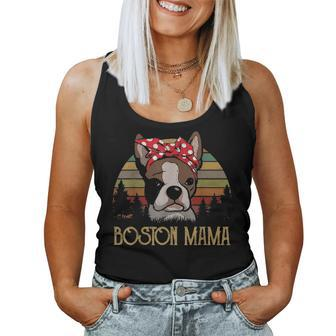Brown Boston Terrier Mama Bostie Mom Gifts For Women Vintage V2 Women Tank Top Basic Casual Daily Weekend Graphic - Seseable