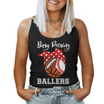 Busy Raising Ballers Funny Baseball Football Basketball Mom Women Tank Top Basic Casual Daily Weekend Graphic - Thegiftio UK