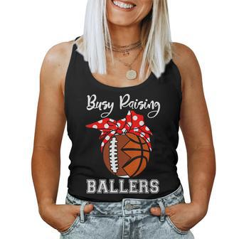 Busy Raising Ballers Funny Football Basketball Mom Women Tank Top Basic Casual Daily Weekend Graphic - Thegiftio UK