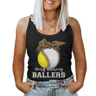 Busy Raising Ballers Mom Of Baseball Players Women Tank Top | Mazezy