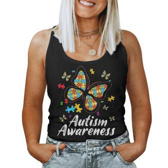 Butterfly Autism Mom Autism Awareness Women Gift Women Tank Top Basic Casual Daily Weekend Graphic - Seseable