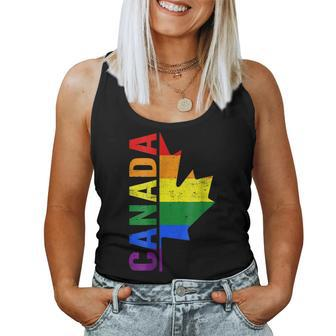Canada Day Gay Half Canadian Flag Rainbow Lgbt T-Shirt Women Tank Top | Mazezy
