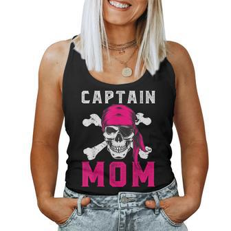 Captain Mom Funny Pirate Skull & Crossbones Women Tank Top Basic Casual Daily Weekend Graphic - Thegiftio UK