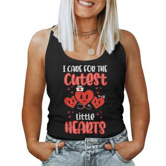 Care For Cutest Little Hearts Nurse Valentines Day Nursing Women Tank Top Basic Casual Daily Weekend Graphic - Seseable