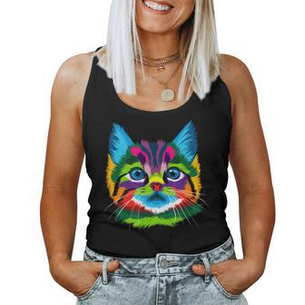 Cat Womens Graphic Mens Graphic Cute Cat Women Tank Top | Mazezy
