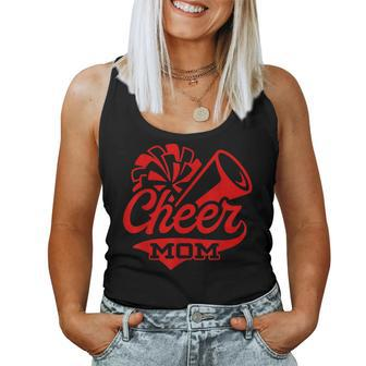 Cheer Mom Biggest Fan Leopard Print Black And Red Pom Pom V2 Women Tank Top | Mazezy