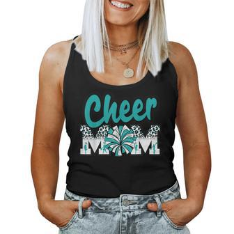 Cheer Mom Teal Leopard Letters Cheer Pom Poms Women Tank Top | Mazezy