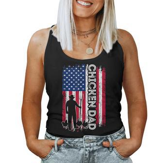 Chicken Dad American Flag Poultry Farmer Dad Fathers Day Women Tank Top | Mazezy